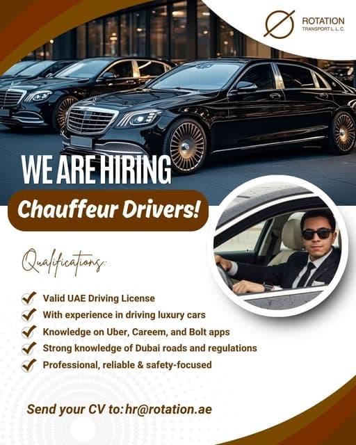 Rotation Transport LLC Careers UAE 2026: Chauffeur Driver Jobs in Dubai