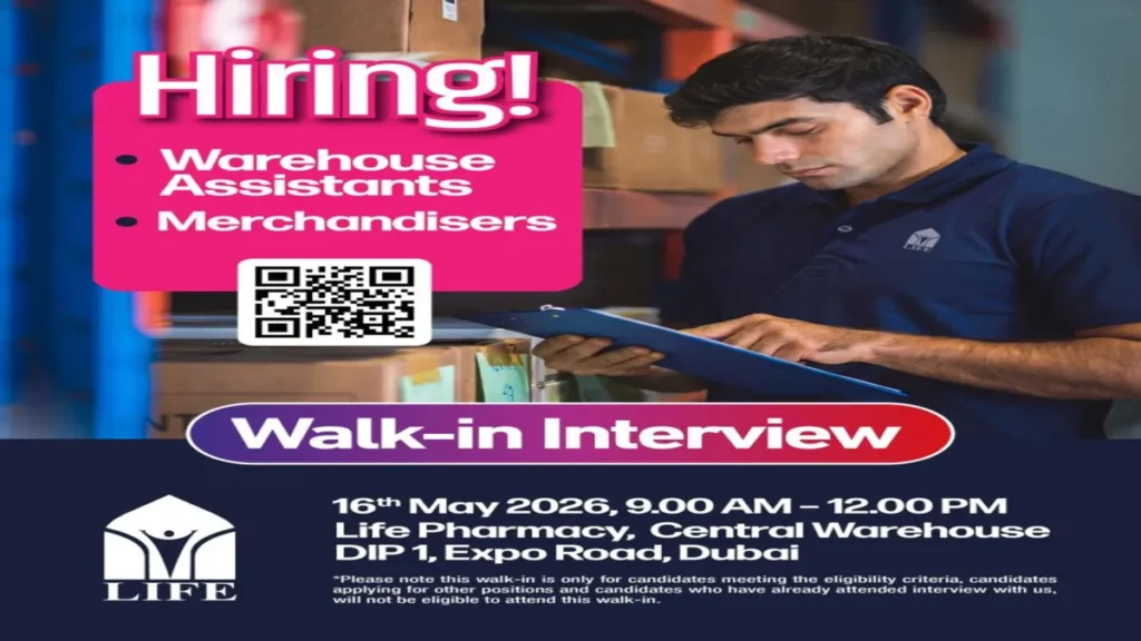 1- Life Pharmacy Walk-in Interview for Warehouse Assistants & Merchandisers