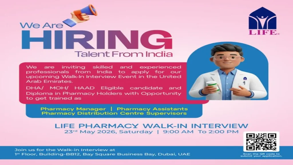 2- Life Pharmacy Walk-in Interview for Pharmacy Roles (Talent From India)
