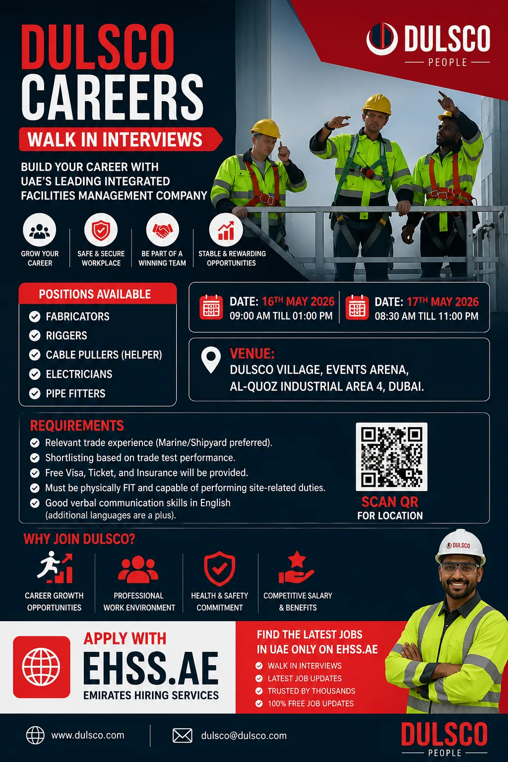 Dulsco Careers UAE 2026: Walk-in Interviews in Dubai for Fabricators, Riggers, Electricians & Pipe Fitters